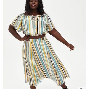 Two piece Torrid Striped Skirt Set